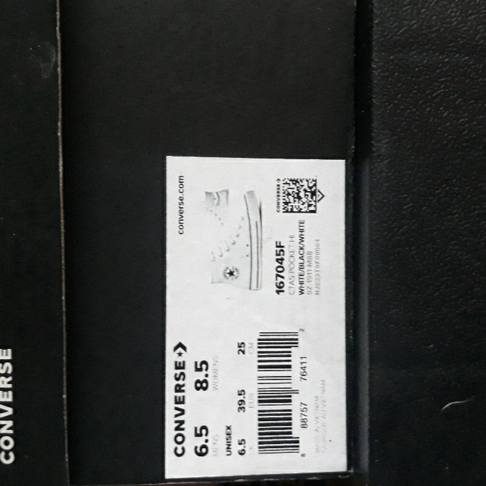 Converse white high top, with small pouch on the side